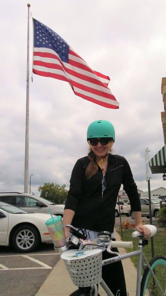 bike with flag