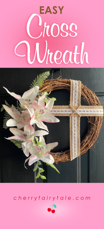 ribbon cross wreath DIY